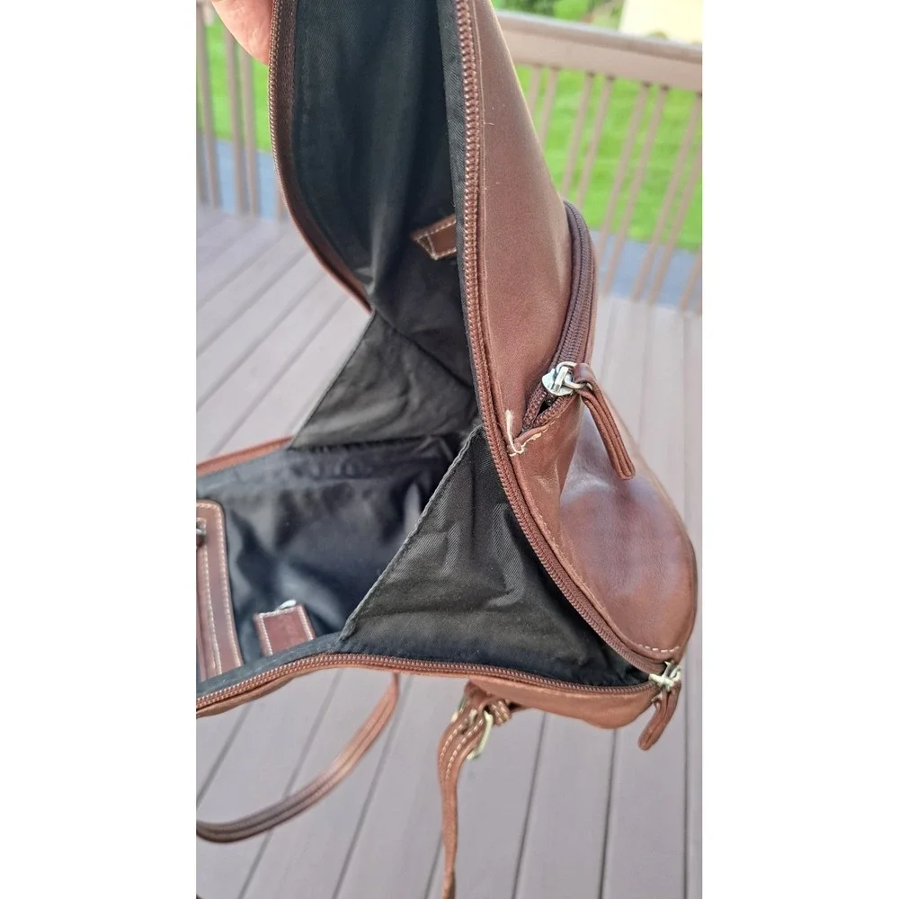 Tignanello Women's Leather Brown Small Backpack Adjustable Straps Zipped Pockets
